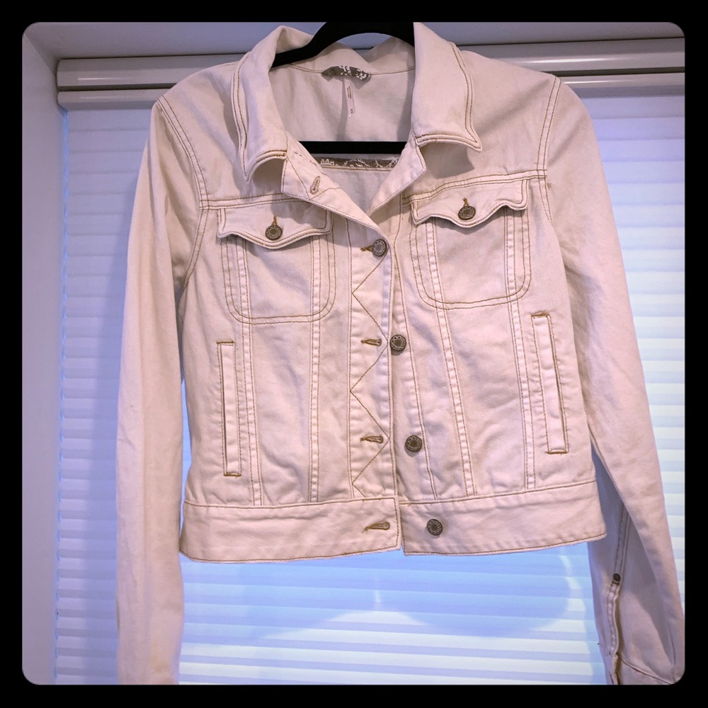 Free people denim jean jacket cream size medium